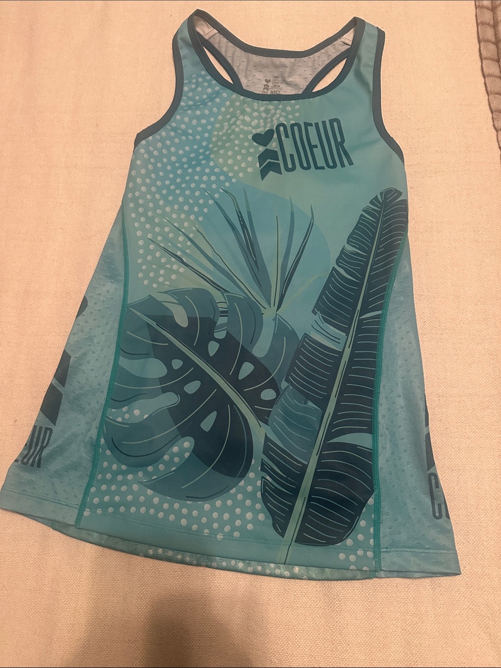 Coeur Teal Tropical Print Racerback Top